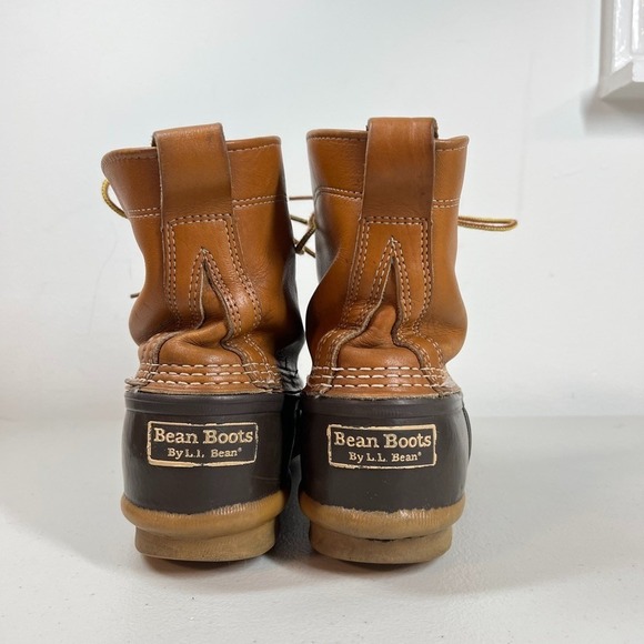 LL Bean Bean Boots Mens 9 M Leather Brown Rubber Waterproof‎ Made USA Duck VTG main image 12